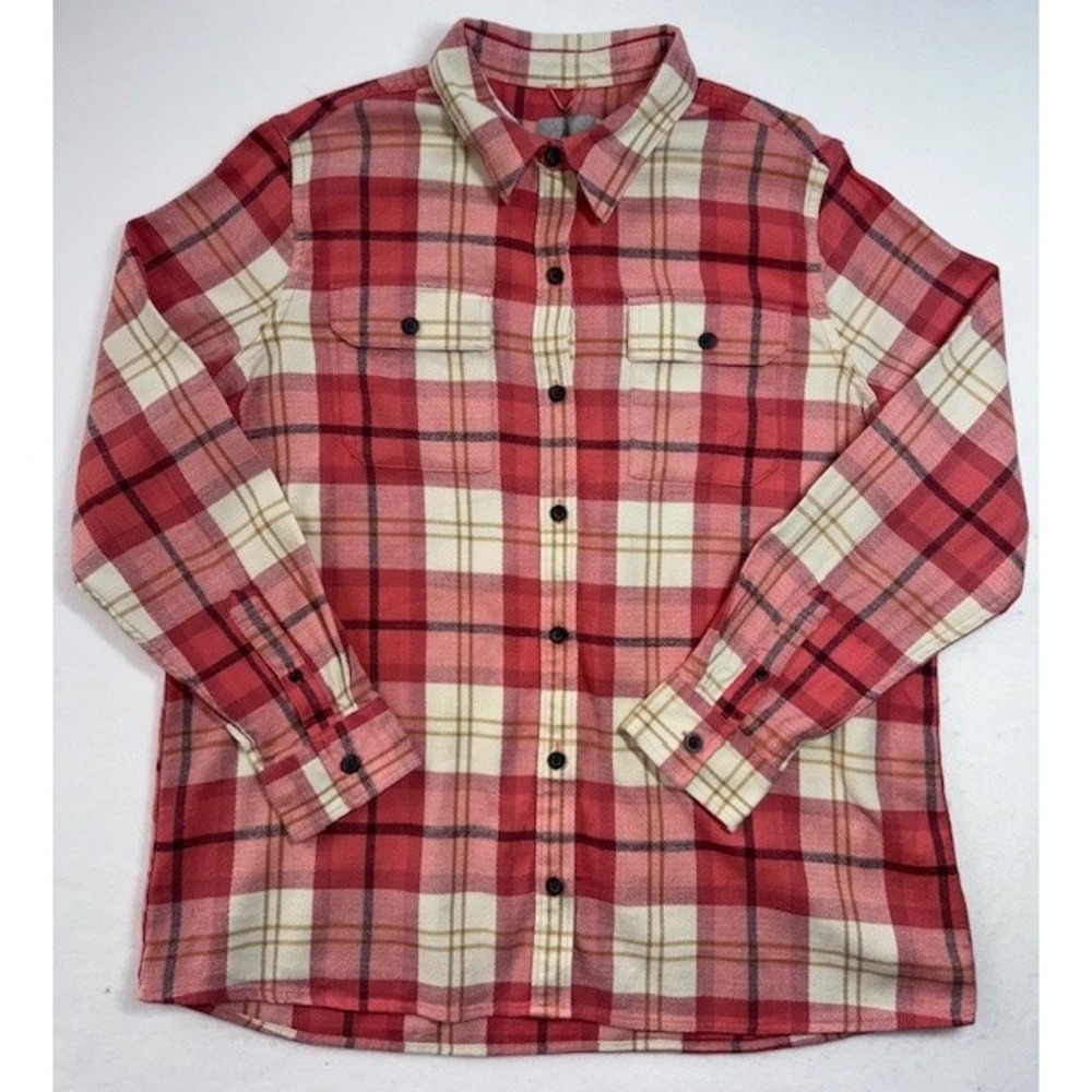 NEW Ascend Finn Plaid Flannel Long Sleeve Shirt Women's LRG Pink Organic Cotton
